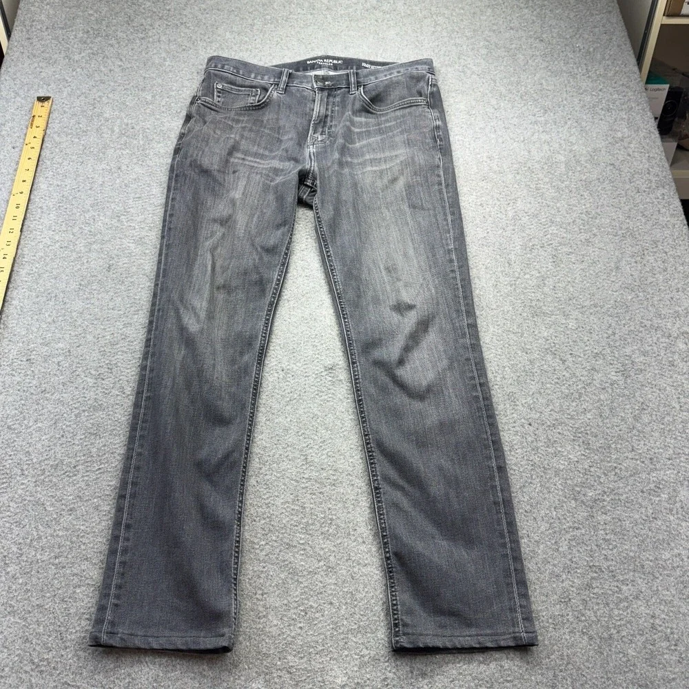 Banana Republic Traveler Jeans 32x29 Gray Straight Fit Stretch‎ Soft Denim